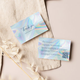 Carte De Visite Salon de beauté Holographique QR Code Script Merci