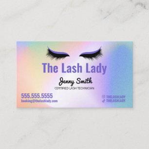 Carte De Visite Salon de beauté Holographique Rainbow Lash Tech