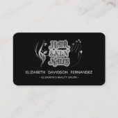 Carte De Visite Salon de beauté Logo moderne en argent Médias soci (Devant)