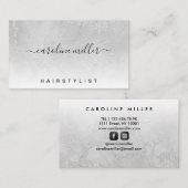 Carte De Visite Salon de beauté maquillage élégant en marbre d'arg (Devant / Derrière)