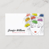 Carte De Visite Salon de beauté maquillage moderne illustré coiffe (Devant)