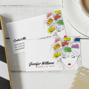 Carte De Visite Salon de beauté maquillage moderne illustré coiffe