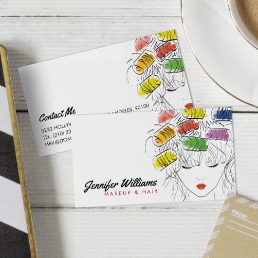 Carte De Visite Salon de beauté maquillage moderne illustré coiffe