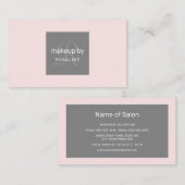 Carte De Visite Salon de beauté maquillage simple rose gris monogr (Devant / Derrière)