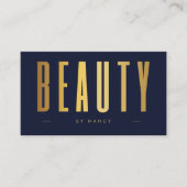 Carte De Visite Salon De Beauté Marine Et Or QR Code & Logo (Devant)