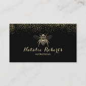 Carte De Visite Salon de beauté moderne Black & Gold Bee Logo (Devant)