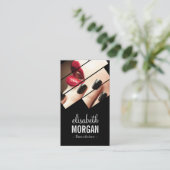 Carte De Visite Salon de beauté moderne de maquillage noir et roug (Debout devant)