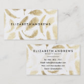 Carte De Visite Salon de beauté moderne faux plumes dorées élégant (Devant / Derrière)