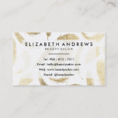 Carte De Visite Salon de beauté moderne faux plumes dorées élégant (Dos)