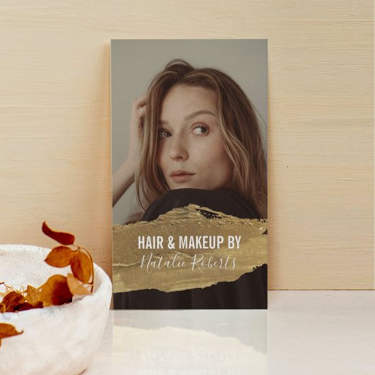 Carte De Visite Salon de beauté moderne Gold Lipstick Stain Photo