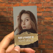 Carte De Visite Salon de beauté moderne Gold Lipstick Stain Photo
