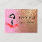 Carte De Visite Salon de beauté moderne Parties scintillant rose o (Devant)