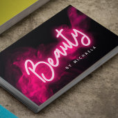 Carte De Visite Salon de beauté moderne Pink Neon & Smoke