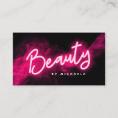 Carte De Visite Salon de beauté moderne Pink Neon & Smoke (Devant)