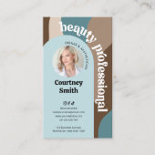 Carte De Visite Salon de beauté moderne Retro Spa Maquillage Bleu  (Devant)