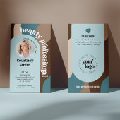 Carte De Visite Salon de beauté moderne Retro Spa Maquillage Bleu 