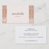 Carte De Visite Salon de beauté moderne rose Faux Rose Gold Sequin (Devant / Derrière)