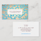 Carte De Visite Salon de beauté Motif moderne Turquoise et Or (Devant / Derrière)