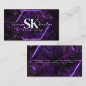 Carte De Visite Salon de beauté Neon Abstraite femme moderne (Devant / Derrière)
