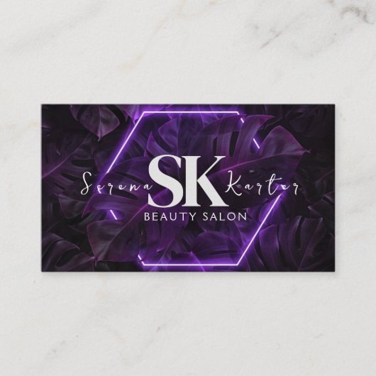 Carte De Visite Salon de beauté Neon Abstraite femme moderne (Devant)