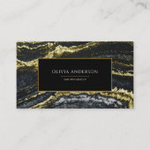 Carte De Visite Salon de beauté Noir Blanc Or Parties scintillant (Devant)