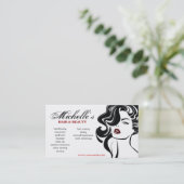 Carte De Visite Salon de beauté noir et blanc chic Fille glamour (Debout devant)