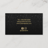 Carte De Visite Salon de beauté noir floral moderne de parties (Dos)