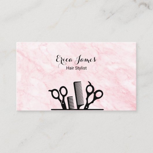Carte De Visite Salon de beauté Pink Marble (Devant)