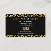 Carte De Visite Salon de beauté poster de animal Leopard Gold Blac (Dos)
