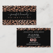 Carte De Visite Salon de beauté poster de animal Leopard Rose Gold (Devant / Derrière)