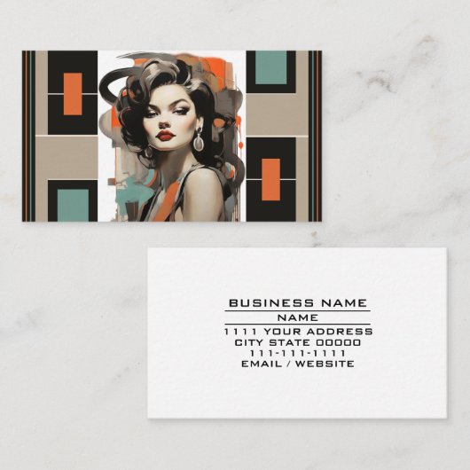 Carte De Visite Salon de beauté Retro Coiffeuse Cosmétique Industr (Devant / Derrière)