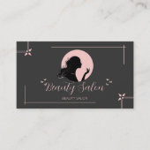 Carte De Visite Salon de beauté rose et gris foncé (Devant)