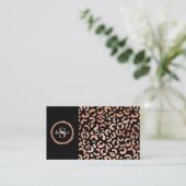 Carte De Visite Salon de beauté rose Gold Black Leopard Cheetah (Debout devant)