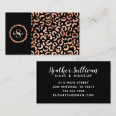 Carte De Visite Salon de beauté rose Gold Black Leopard Cheetah (Devant / Derrière)