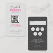Carte De Visite Salon de beauté rose gris QR Code Loyauté & (Devant / Derrière)