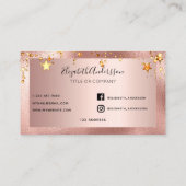 Carte De Visite Salon de beauté rose or étoiles (Dos)