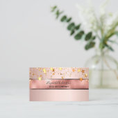 Carte De Visite Salon de beauté rose or étoiles (Debout devant)