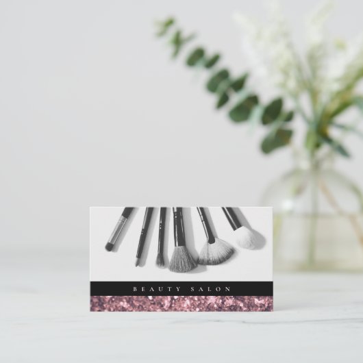 Carte De Visite Salon de beauté rose Parties scintillant or (Debout devant)