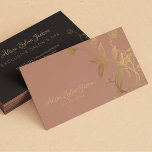 Carte De Visite Salon de beauté rose poussiéreux en feuille d'or d<br><div class="desc">Clouet rose et or élégant carte de visite avec une branche dorée botanique et vintage élégant script de calligraphie exclusif sur le devant et brun marron foncé clair (couleur changeable) avec des fleurs d'or sur le dos. Convient aux spécialistes de la marque personnelle, aux designers de mode et d'intérieur, artistes,...</div>