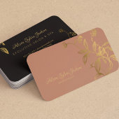 Carte De Visite Salon de beauté rose poussiéreux en feuille d'or d