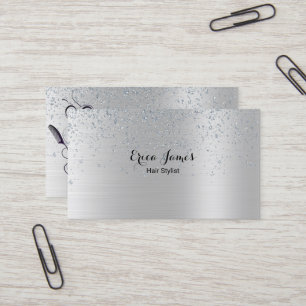 Carte de visite Salon de beauté Silver Glitter