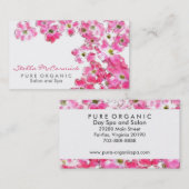 Carte De Visite Salon de beauté Spa aux fleurs roses (Devant / Derrière)