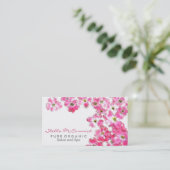 Carte De Visite Salon de beauté Spa aux fleurs roses (Debout devant)