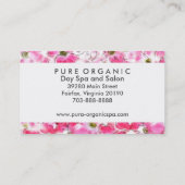 Carte De Visite Salon de beauté Spa aux fleurs roses (Dos)