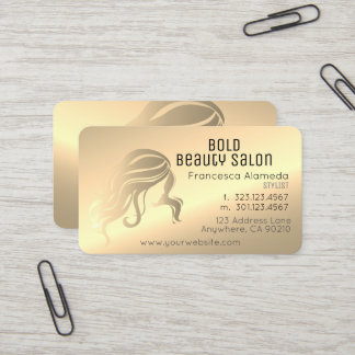 Carte De Visite Salon de beauté Styliste métal 14k Or laiton