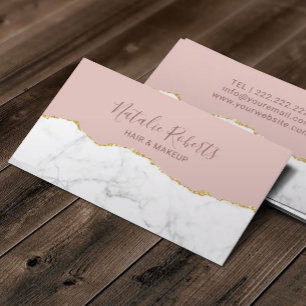 Carte De Visite Salon de beauté tendance Blush Rose Gold & Marble