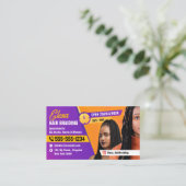Carte De Visite Salon de beauté violet et orange (Debout devant)