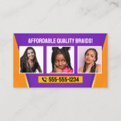 Carte De Visite Salon de beauté violet et orange (Dos)