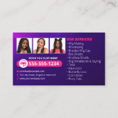 Carte De Visite Salon de Braiing Moderne Prolongations de cheveux  (Dos)