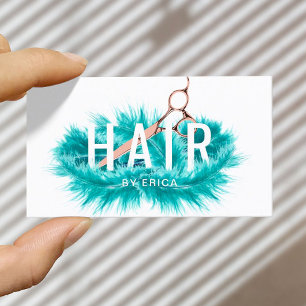 Carte De Visite Salon de cheveux en Rose or ciseau Turquoise moder